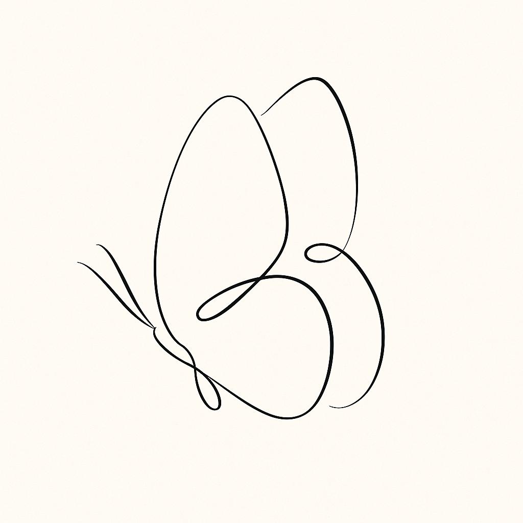 Illustration minimaliste d’un papillon dessin au trait noir